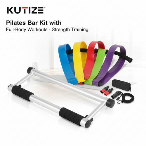 KUTIZE Pilates Bar Kit with Resistance Bands, Pilates Equipment, Multifunctional Pilates Bar for Women & Men, Pilates kit for Hip, Back, Arm, Full-Body Workouts, Home Gym Strength Training Equipment