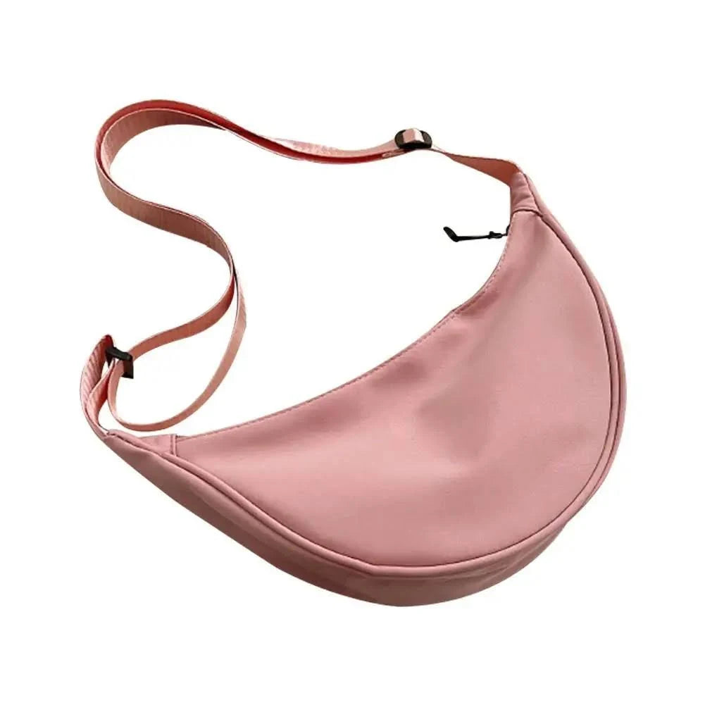Nylon fabric zipper crossbody bag for men and women, crescent-shaped dumpling bag under the armpits, large capacity